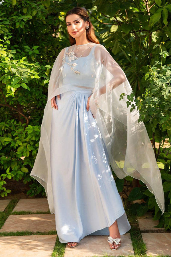 ICE BLUE CAPE - ZAINAB SALMAN - Casual Wear - raniazara