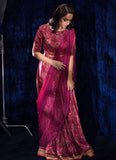 GLORIA CRIMSON LEHNGA CHOLI WITH DRAPED DUPATTA