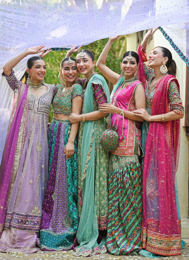 ELENA RANI PINK SHIRT WITH BLOCK PRINTED GHARARA - Farah Talib Aziz - Mehndi - raniazara