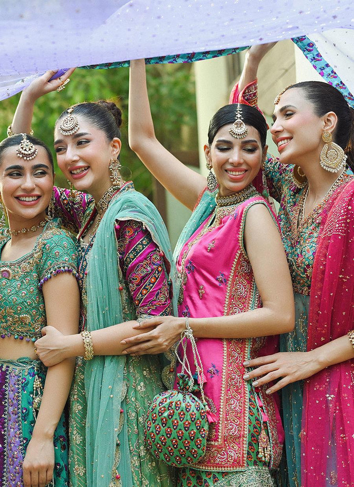 ELENA RANI PINK SHIRT WITH BLOCK PRINTED GHARARA - Farah Talib Aziz - Mehndi - raniazara