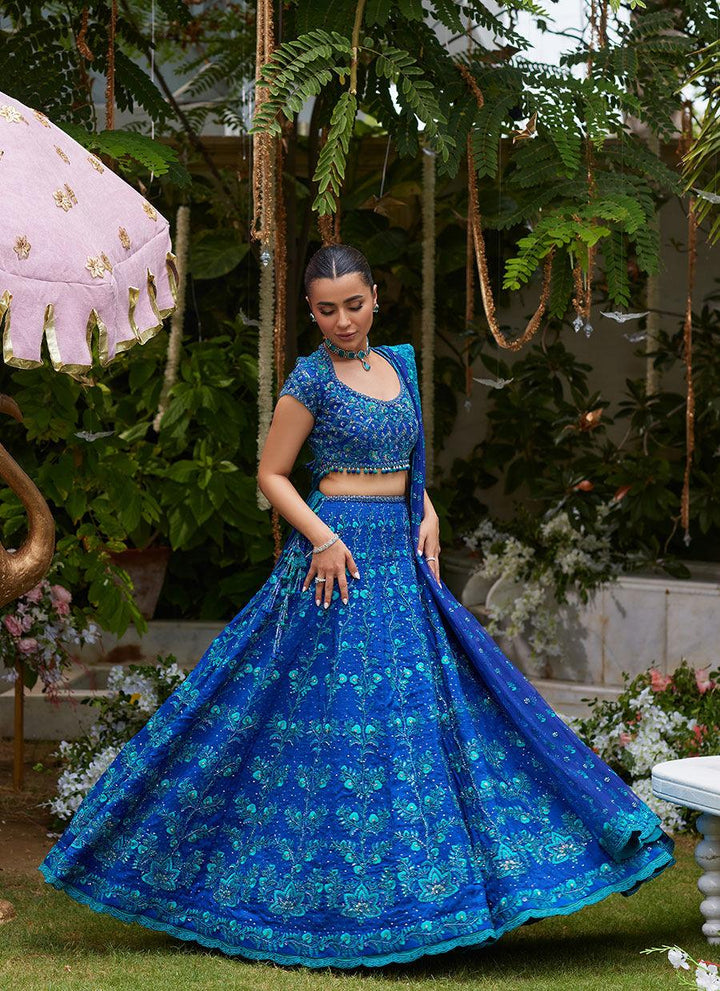 Laira Royal Blue Lehenga Choli - Farah Talib Aziz - Bridal - raniazara