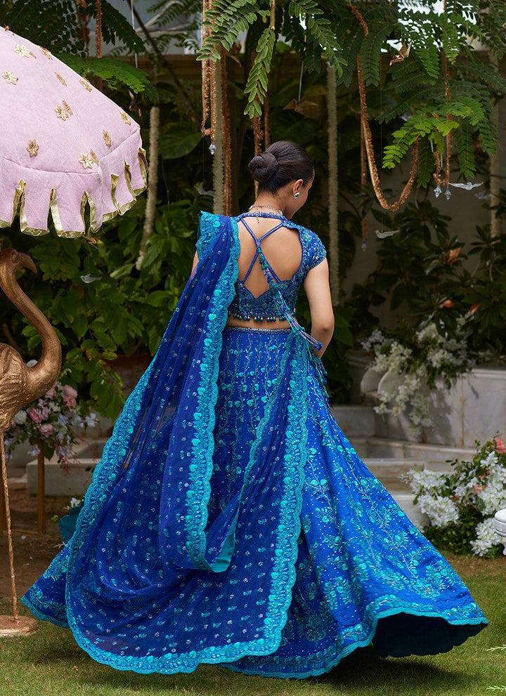 Laira Royal Blue Lehenga Choli - Farah Talib Aziz - Bridal - raniazara