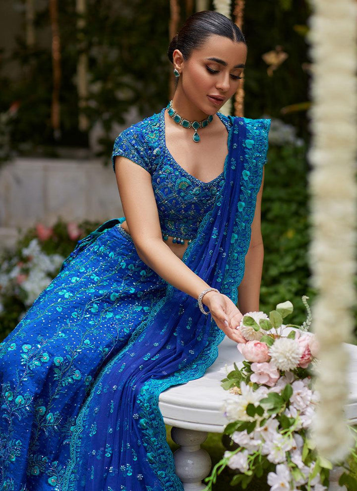 Laira Royal Blue Lehenga Choli - Farah Talib Aziz - Bridal - raniazara