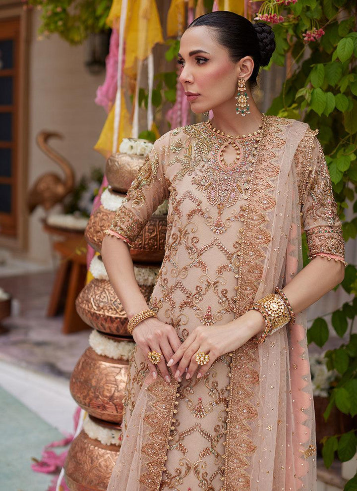 Elaya Light Gold Paneled Shirt - Farah Talib Aziz - Bridal - raniazara