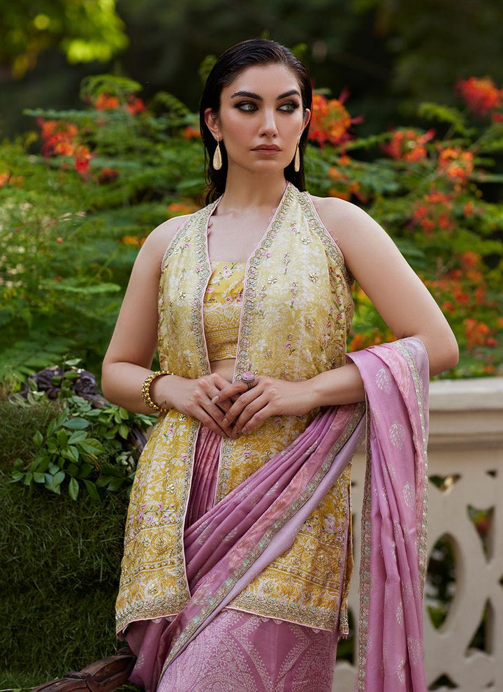Iqala Saree, Blouse And Jacket - Farah Talib Aziz - Pakistani Saree - Pret - raniazara