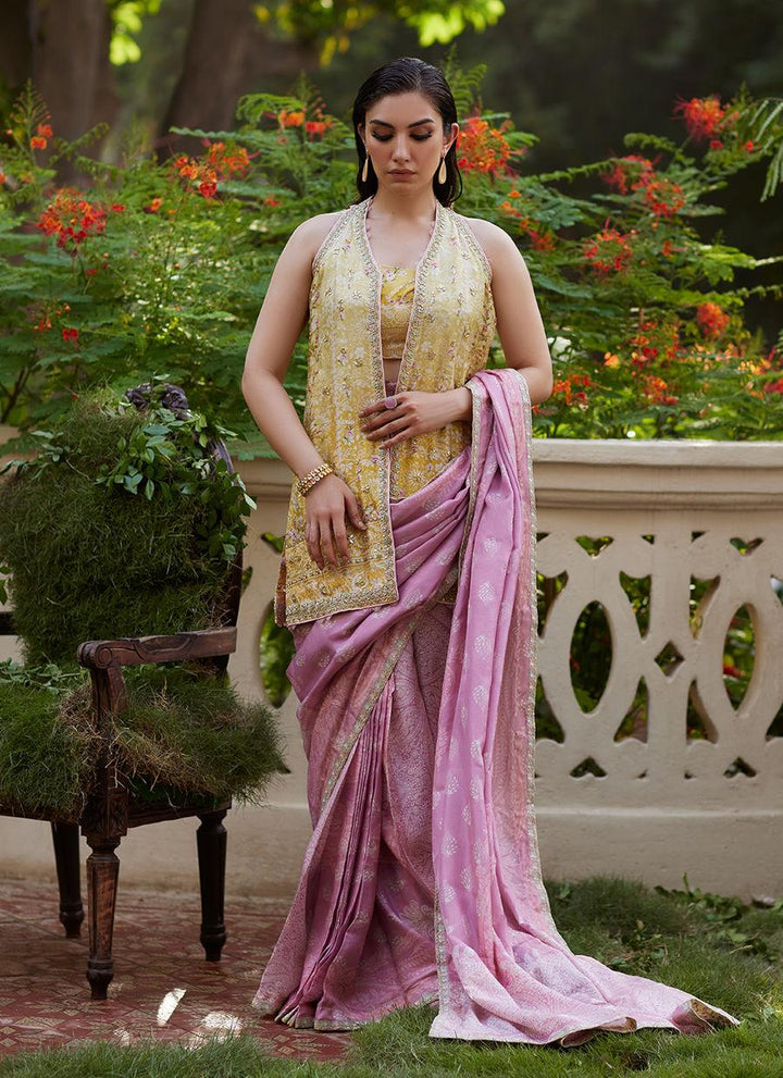 Iqala Saree, Blouse And Jacket - Farah Talib Aziz - Pakistani Saree - Pret - raniazara