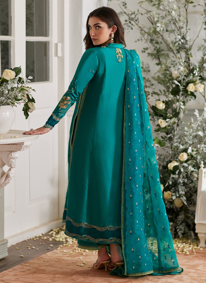 Ayda Sea Green Shirt and Dupatta - Farah Talib Aziz - Casual Suit - Pret - raniazara