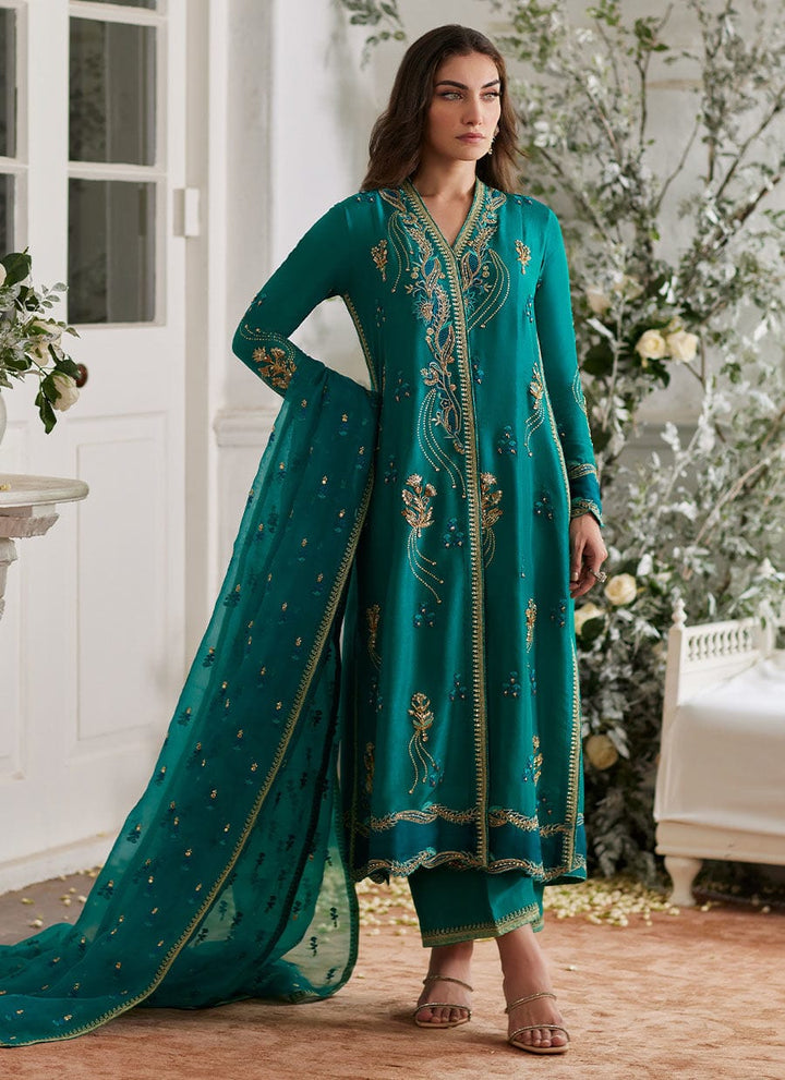 Ayda Sea Green Shirt and Dupatta - Farah Talib Aziz - Casual Suit - Pret - raniazara
