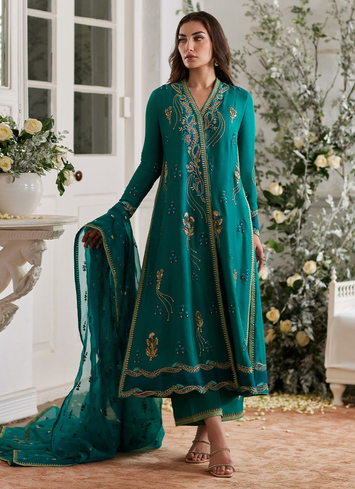 Ayda Sea Green Shirt and Dupatta - Farah Talib Aziz - Casual Suit - Pret - raniazara
