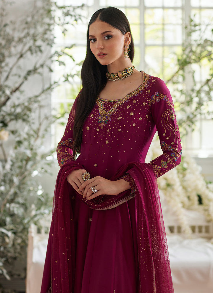 Jihan Fuschia Kalidaar and Dupatta - Farah Talib Aziz - Casual Suit - Pret - raniazara
