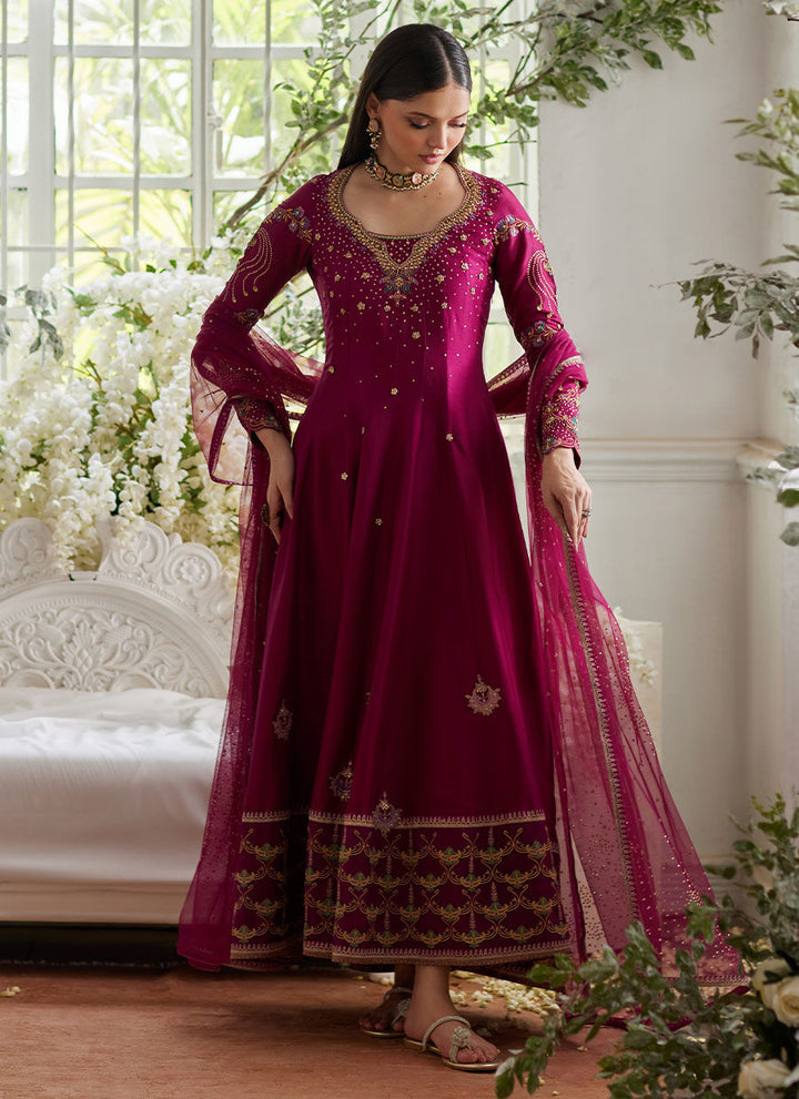 Jihan Fuschia Kalidaar and Dupatta - Farah Talib Aziz - Casual Suit - Pret - raniazara