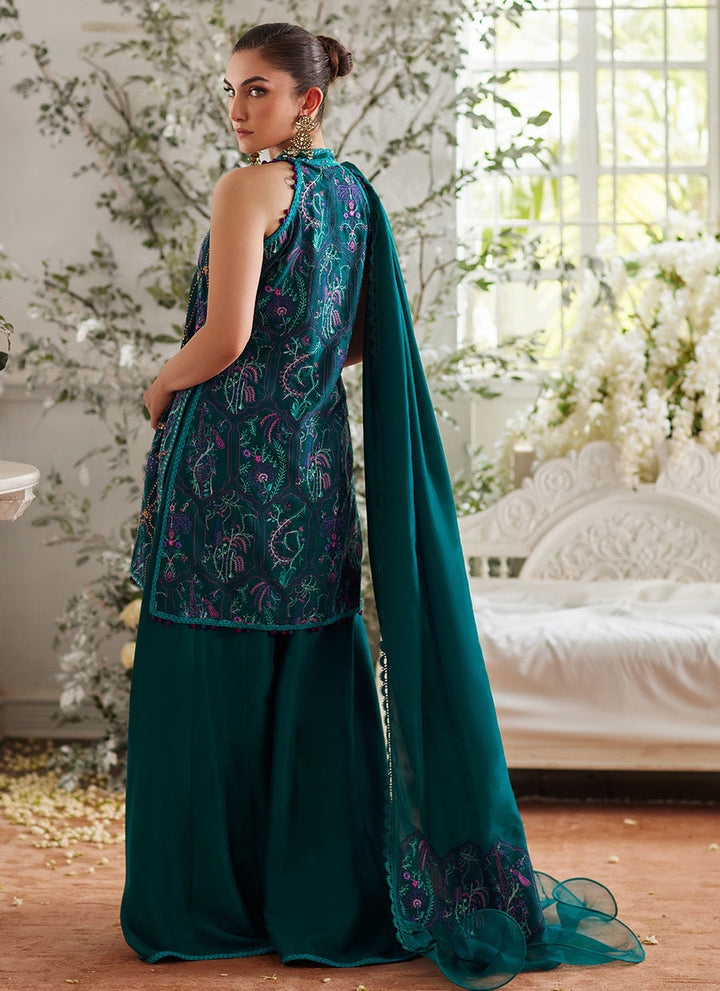 Ruya Emerald Shirt and Dupatta - Farah Talib Aziz - Casual Suit - Pret - raniazara