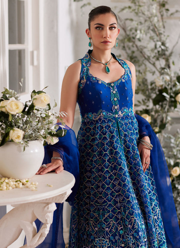 Nuwara Ink Blue Kalidaar and Dupatta - Farah Talib Aziz - Casual Suit - Pret - raniazara