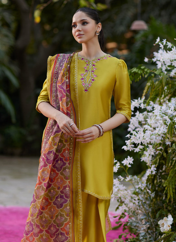Sheyza Kiwi Shirt and Dupatta - Farah Talib Aziz - Casual Suit - Pret - raniazara