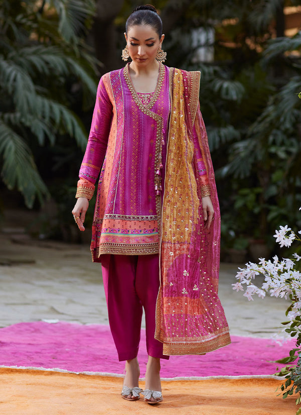 Sibel Short Angharka and Dupatta - Farah Talib Aziz - Casual Suit - Pret - raniazara