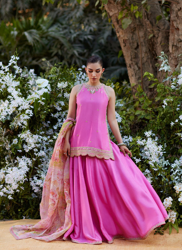 Nihal Rani Pink Shirt and Dupatta - Farah Talib Aziz - Casual Suit - Pret - raniazara