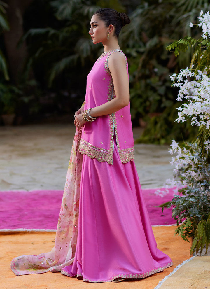 Nihal Rani Pink Shirt and Dupatta - Farah Talib Aziz - Casual Suit - Pret - raniazara