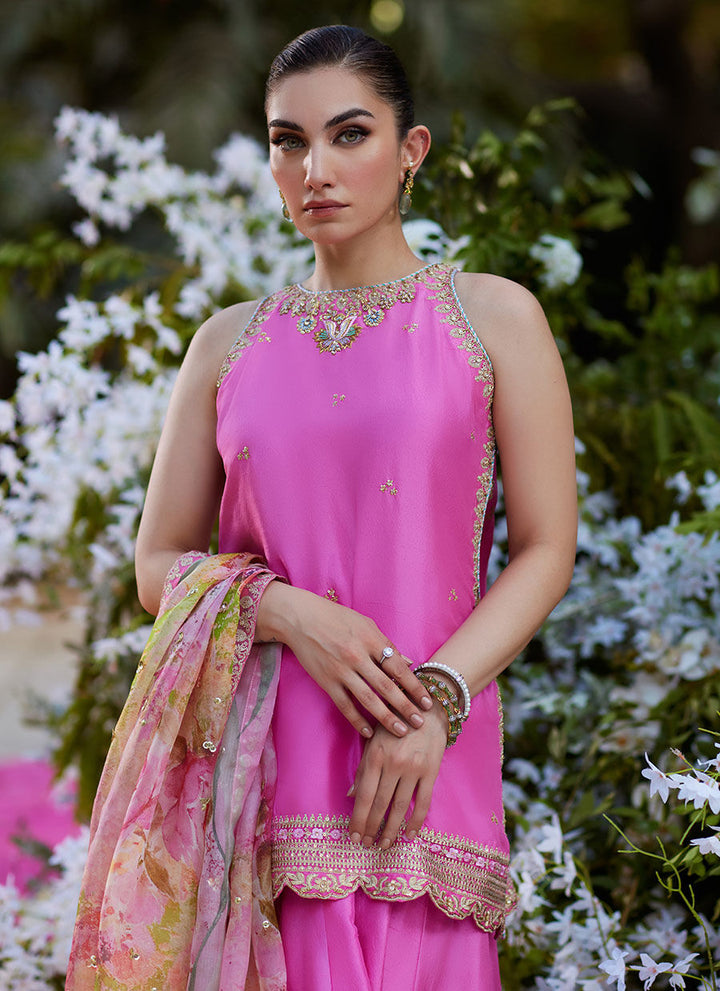 Nihal Rani Pink Shirt and Dupatta - Farah Talib Aziz - Casual Suit - Pret - raniazara