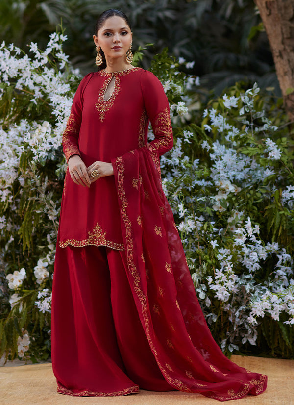 Guzayn Scarlett Shirt and Dupatta - Farah Talib Aziz - Casual Suit - Pret - RANIAZARA