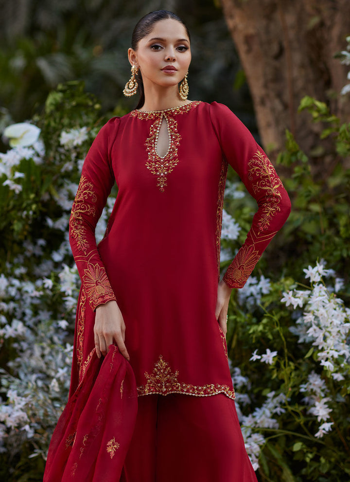 Guzayn Scarlett Shirt and Dupatta - Farah Talib Aziz - Casual Suit - Pret - RANIAZARA