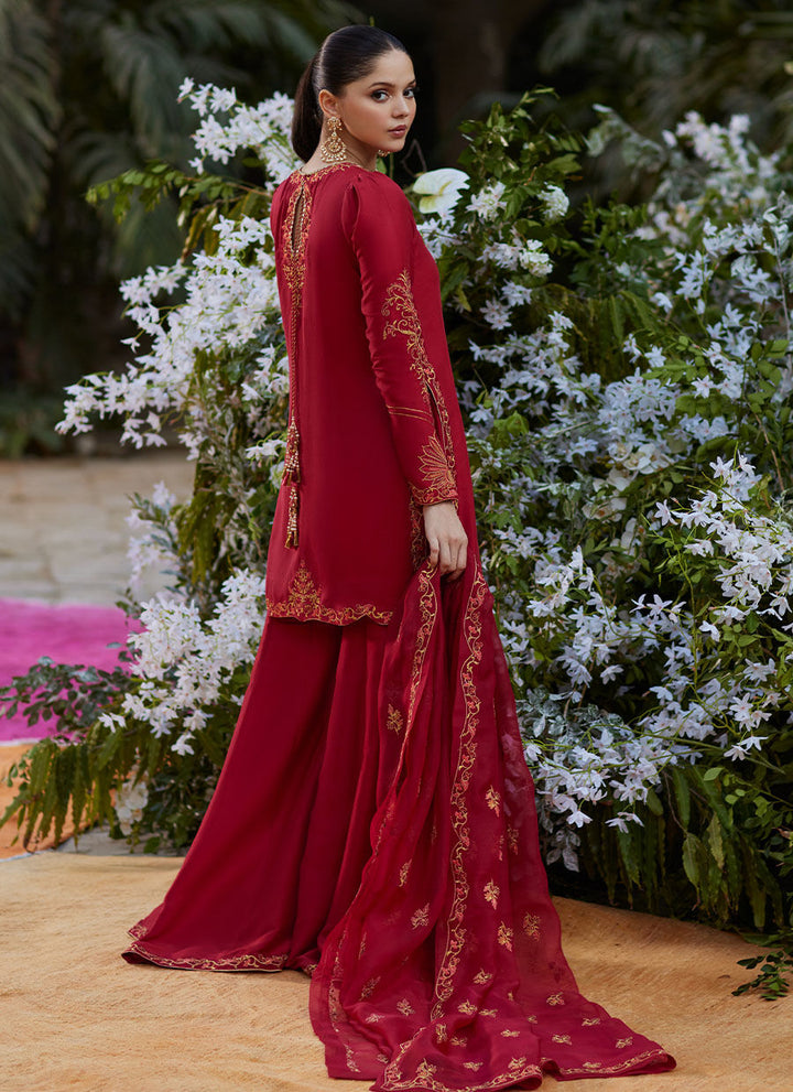 Guzayn Scarlett Shirt and Dupatta - Farah Talib Aziz - Casual Suit - Pret - RANIAZARA
