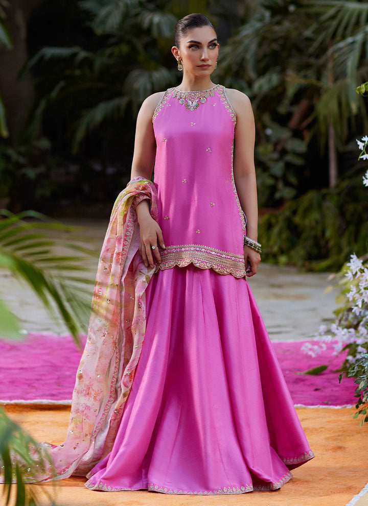Nihal Rani Pink Shirt and Dupatta - Farah Talib Aziz - Casual Suit - Pret - raniazara