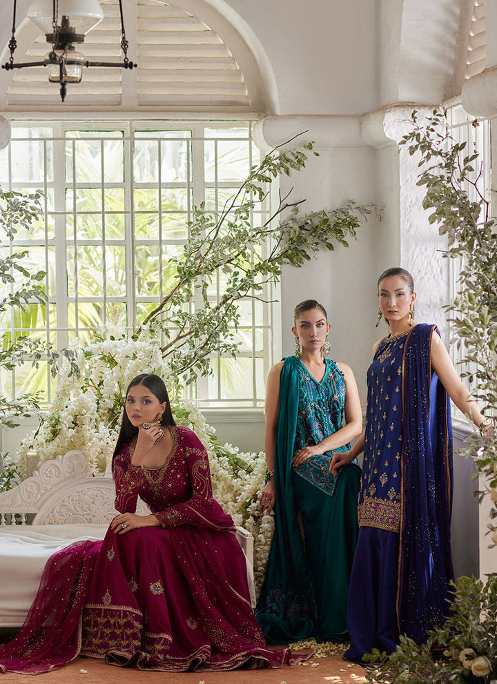 Jihan Fuschia Kalidaar and Dupatta - Farah Talib Aziz - Casual Suit - Pret - raniazara