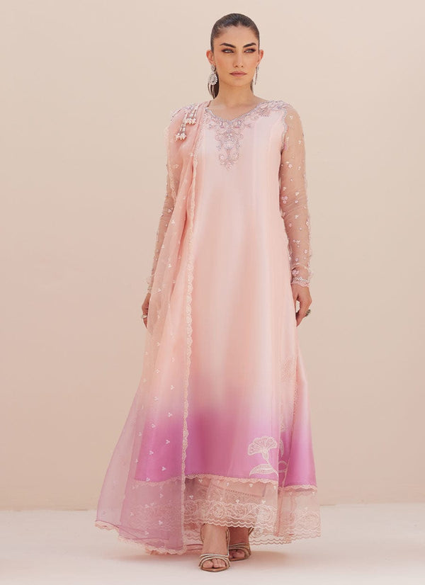 Deedee Pink Ombre Paneled Shirt and Dupatta - Farah Talib Aziz - Ready To Ship