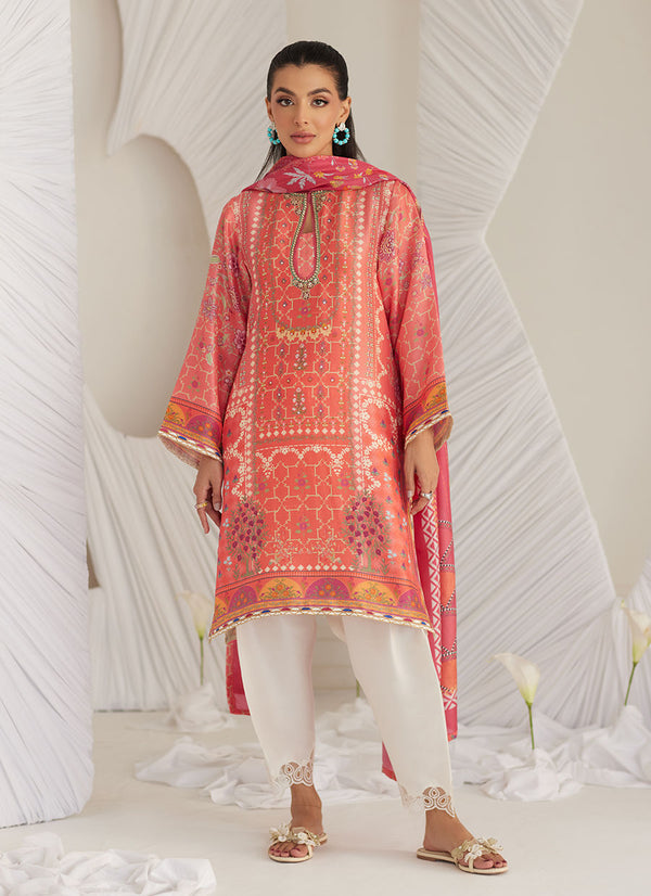 Lillia Tangerine Shirt and Dupatta - Farah Talib Aziz - Pret