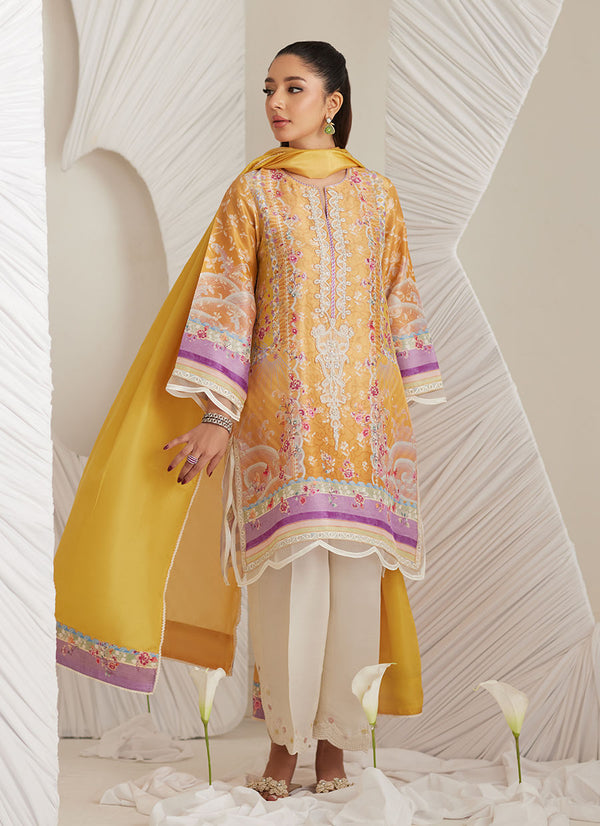 Anima Mustard Shirt and Dupatta - Farah Talib Aziz - Pret