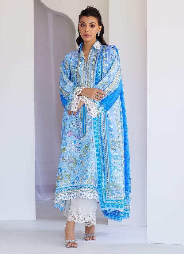 Zadie Blue Shirt And Dupatta - FARAH TALIB AZIZ