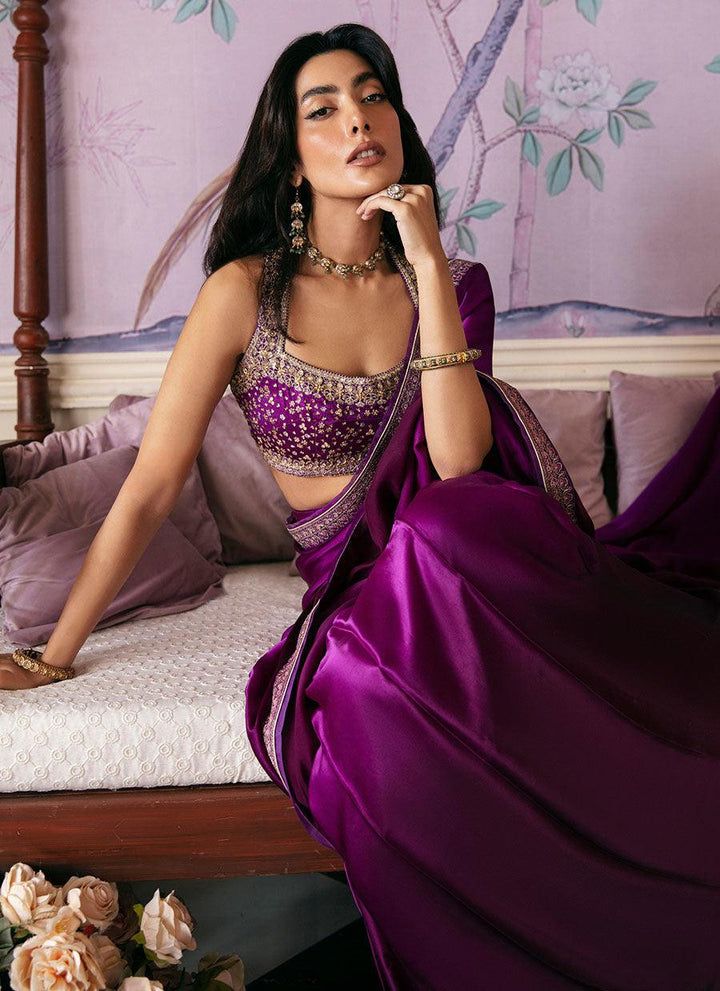AIGUL AUBERGINE SAREE raniazarastudio