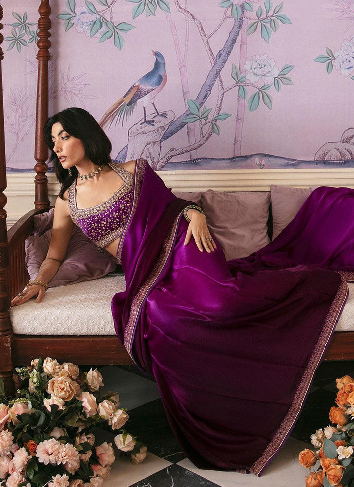 AIGUL AUBERGINE SAREE raniazarastudio