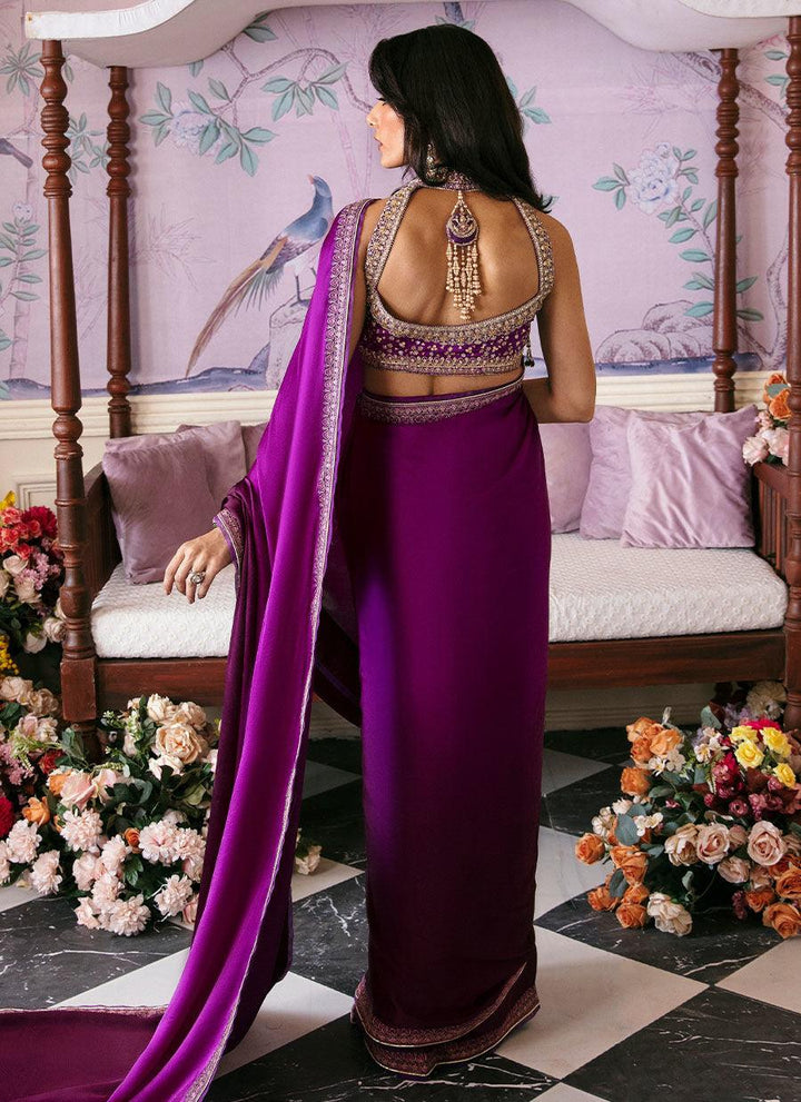AIGUL AUBERGINE SAREE raniazarastudio