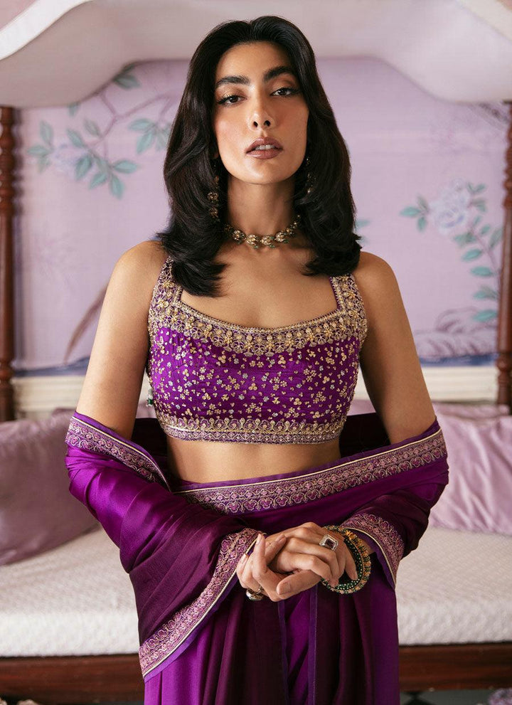 AIGUL AUBERGINE SAREE raniazarastudio