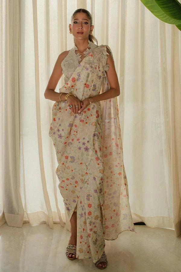 Wrapped Goddess Stitched Saree - Mina Hasan
