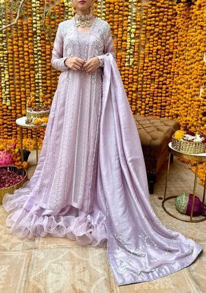Mahnoor with Ruffled Gown and Dupatta - Mubashira Usman
