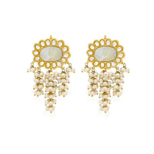 MOTHER OF PEARL FLOWER EARRINGS - Ali Javeri Jewelers - Earrings - raniazara