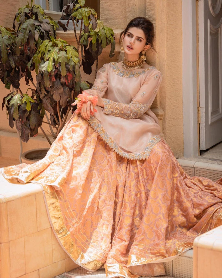PEACH PINK FLAIRED LENGHA - Harish Shakeel - Formal - raniazara