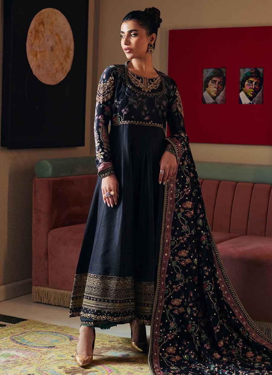 Long dress online with silk dupatta