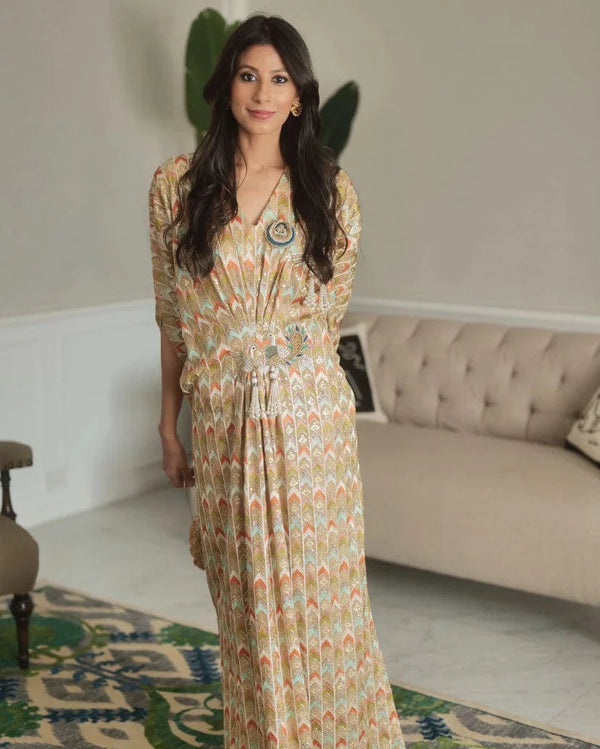 Kaftan Beige Multi - Zarehs - Kaftan