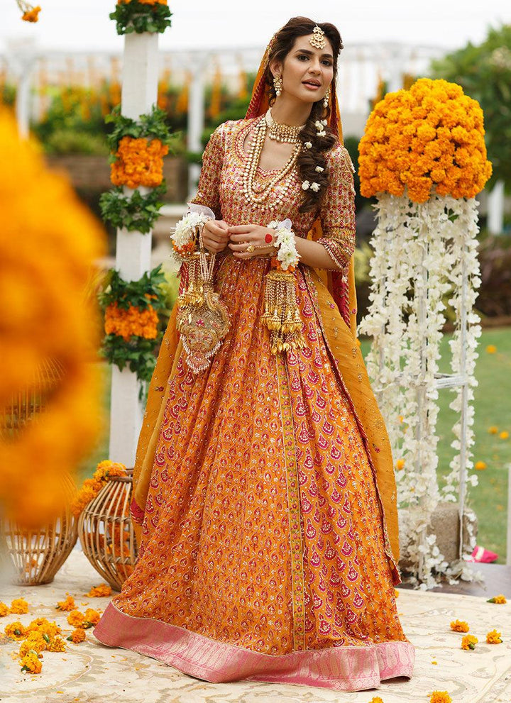 RIHA SAFFRON LEHENGA CHOLI raniazarastudio