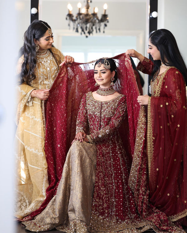 Deep Red and Bronze Bridal- Shakeelz By Zeeshan And Danish - Bridal Dress - raniazara