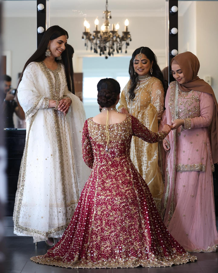 Deep Red and Bronze Bridal- Shakeelz By Zeeshan And Danish - Bridal Dress - raniazara