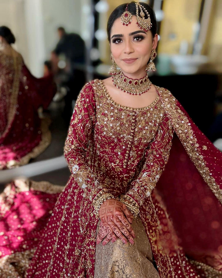 Deep Red and Bronze Bridal- Shakeelz By Zeeshan And Danish - Bridal Dress - raniazara