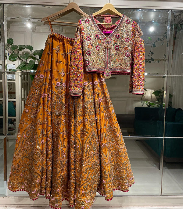 Orange and pink lengha choli - Haris Shakeel - Formal - raniazara