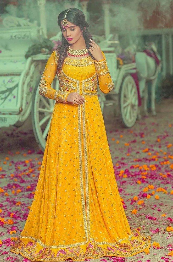 Yellow Mayon Pishwas - Haris Shakeel - Mehndi - raniazara